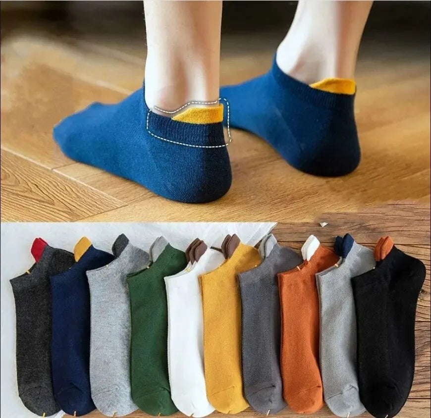 5 pairs of men's striped cotton ankle sports socks, breathable and sweat-absorbing-08