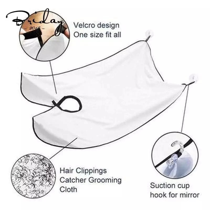 Male beard shaving apron hair catcher bib for bathroom grooming and shaving mess control- description