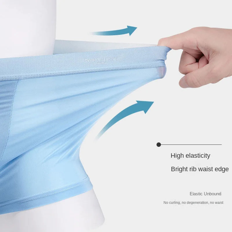 4-pack men’s ice silk boxer shorts in assorted colors with U convex pouch high elasticity
