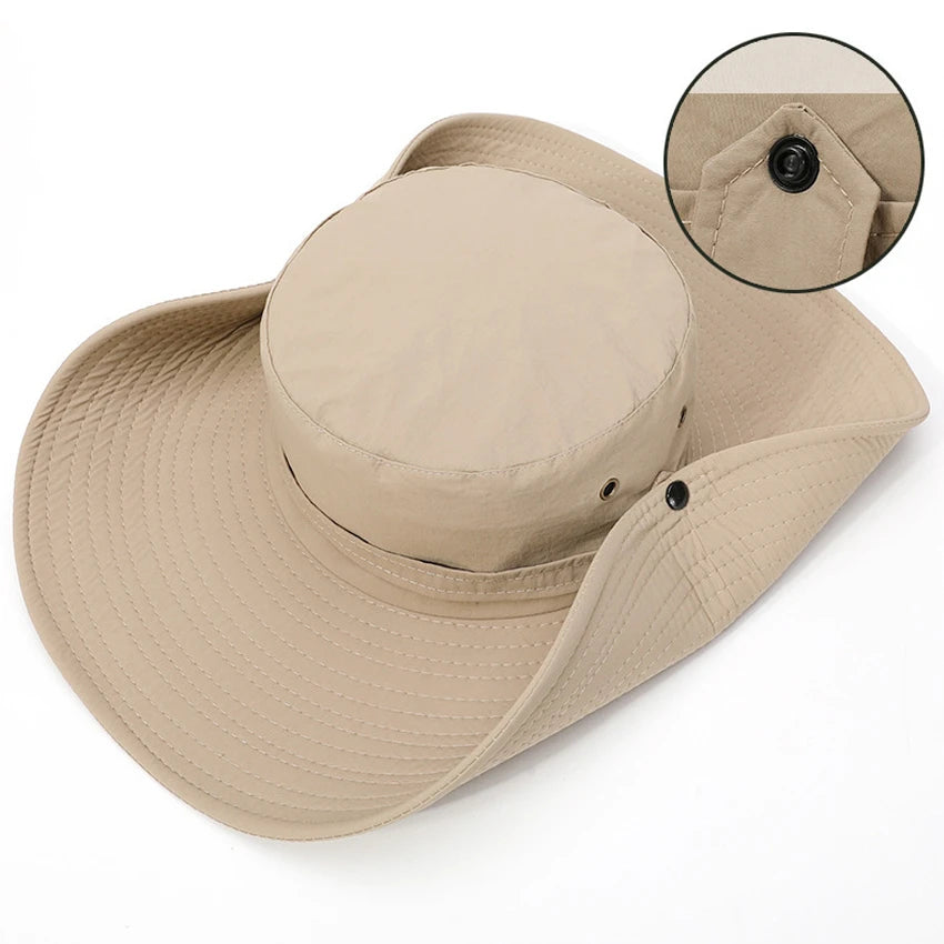 Summer large sun hat for men and women with breathable mesh and UV protection -outside