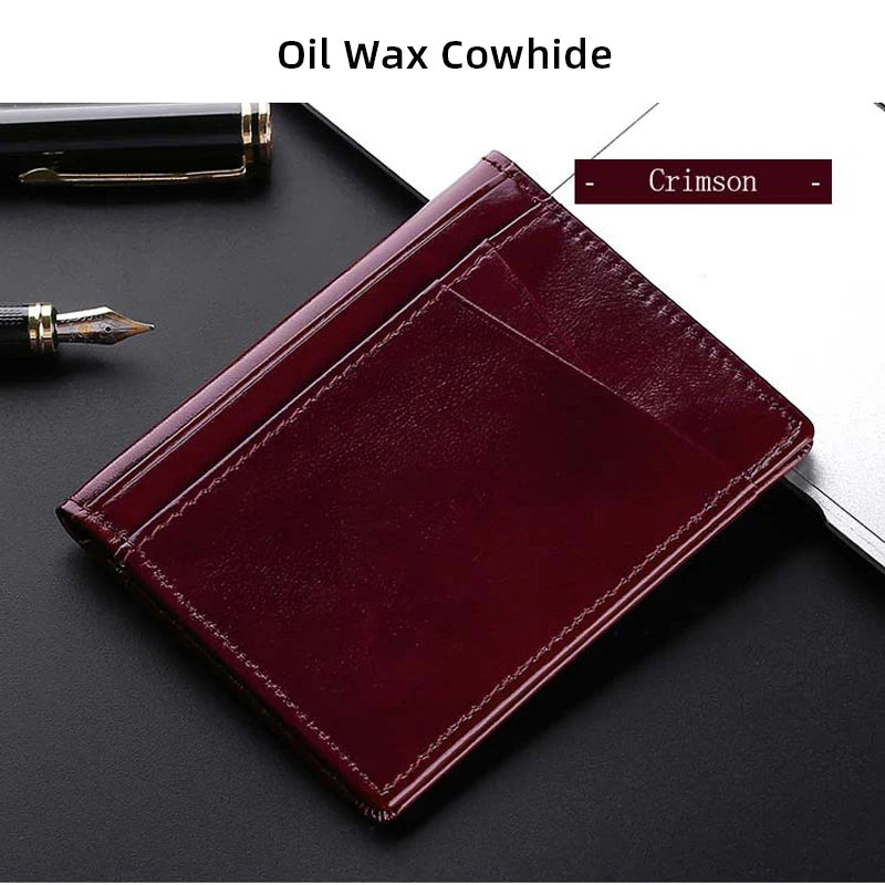 YUECIMIE slim genuine leather card holder wallet for men - crimson