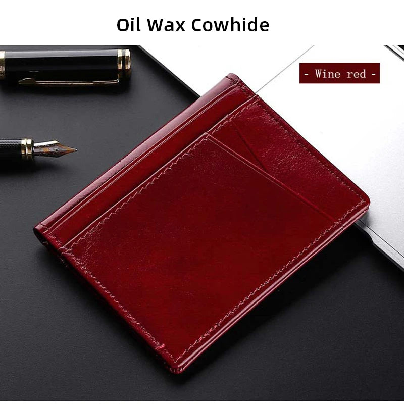 YUECIMIE slim genuine leather card holder wallet for men - red