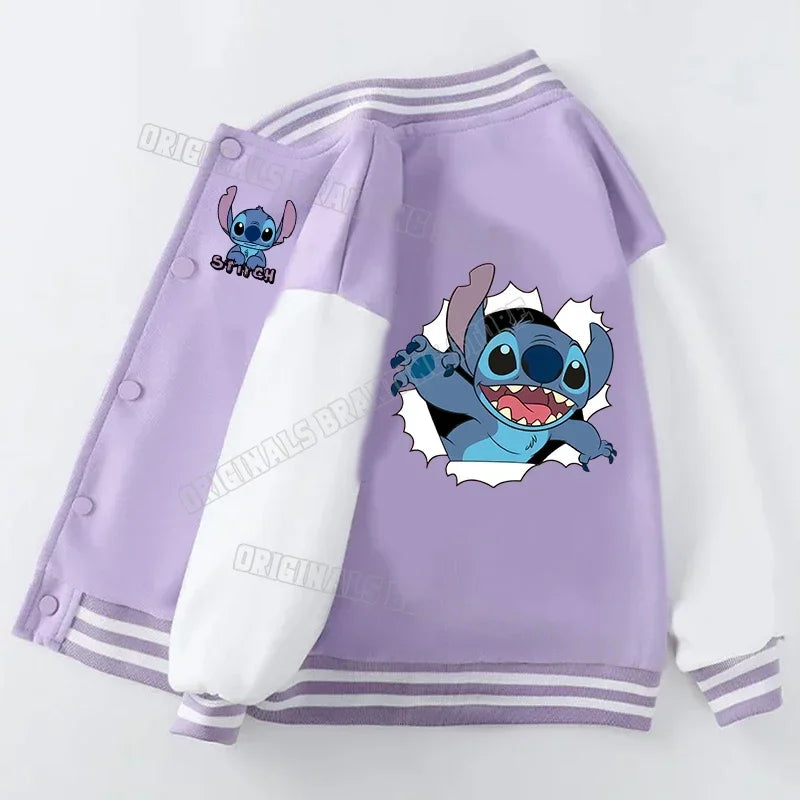 Purple jacket with cartoon character design on a white background