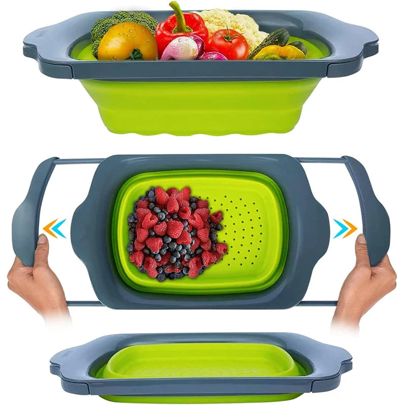 Collapsible Colander with Extendable Handles for Strainer Over The Sink