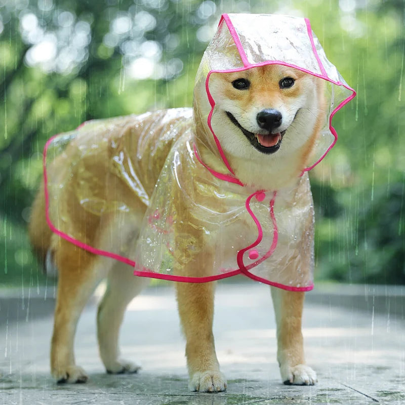 Pet Dog Transparent Rainwear Raincoat Pet Hooded Waterproof Jacket Clothes Soft PVC Small Dogs Raincoat Puppy Rain Poncho
