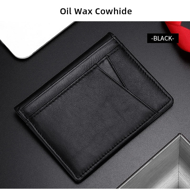 YUECIMIE slim genuine leather card holder wallet for men  - black 03