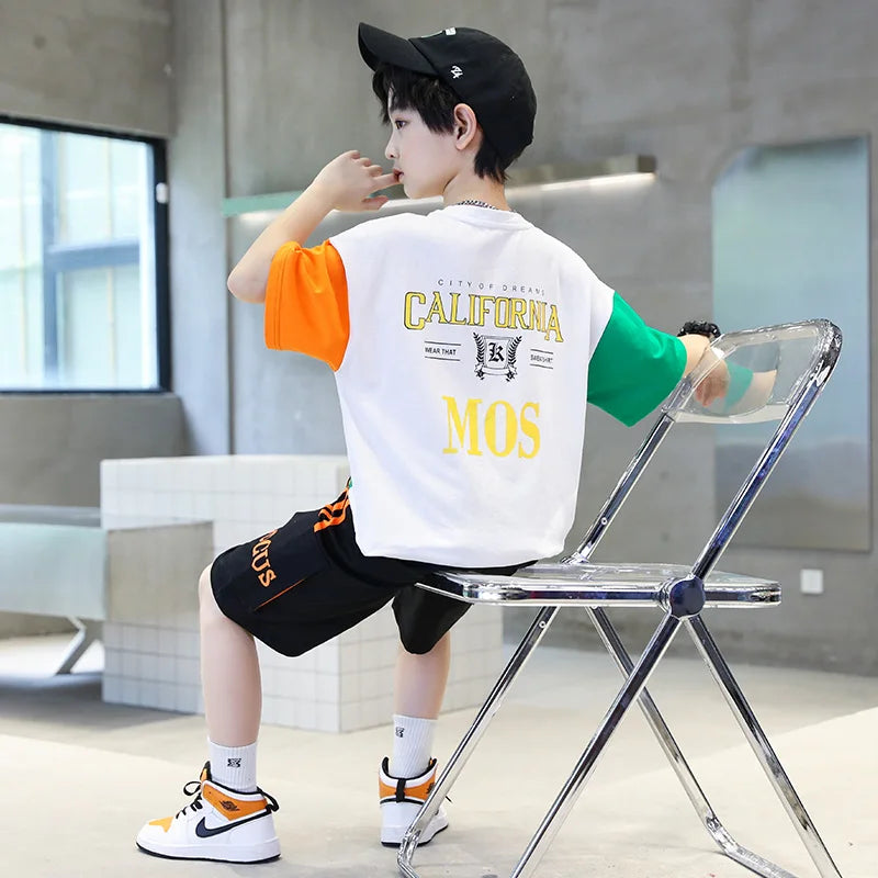 T-shirt plus shorts 4 - 14 Years. - white black 2