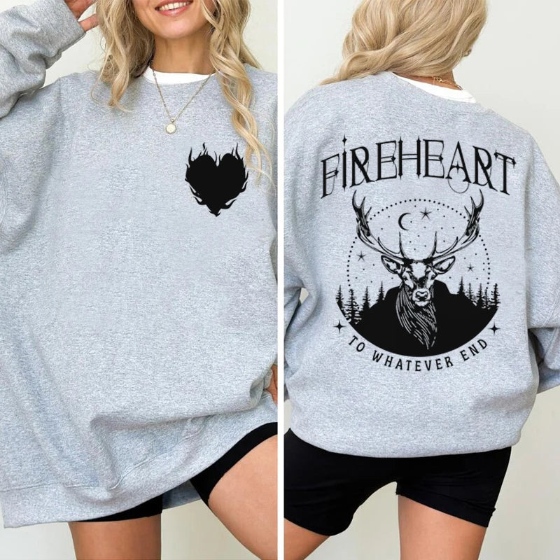 Fire-heart Sweatshirt Women - gray