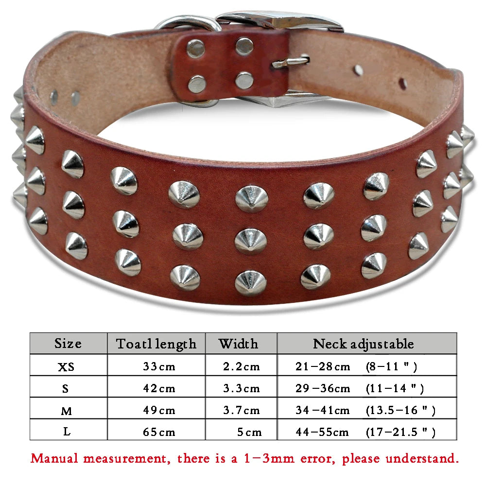 Spiked Studded Leather Dog Collar - 15