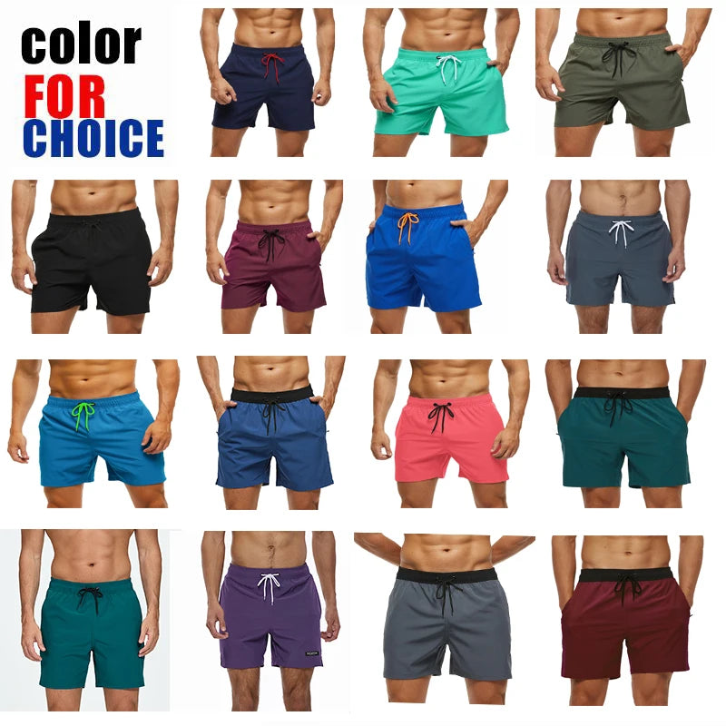 Grid of men wearing swim shorts in various colors with 'Color for Choice' text.