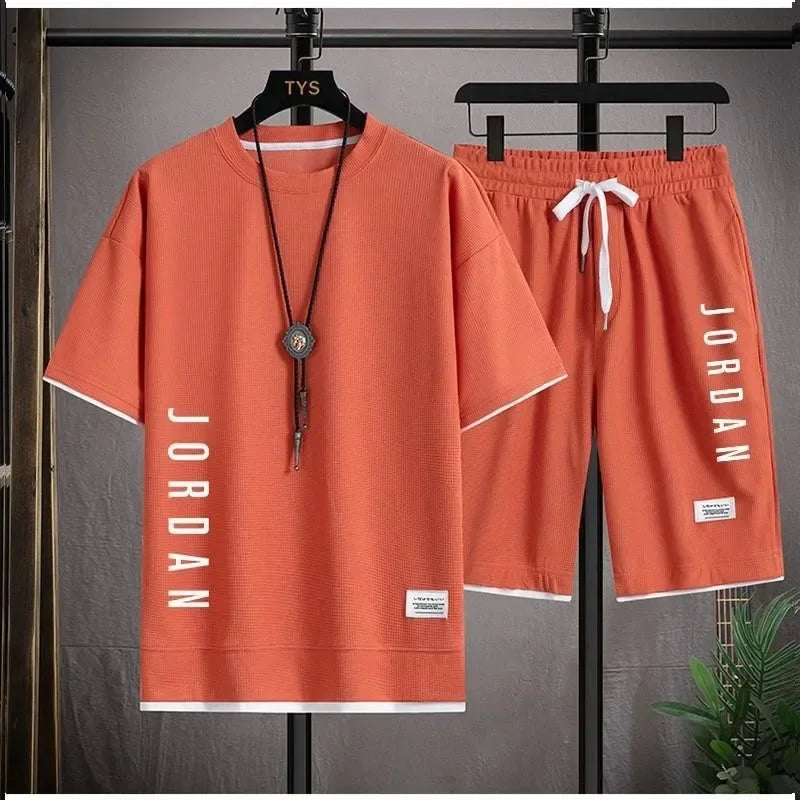 Men's T-shirt + shorts two-piece - orange 03