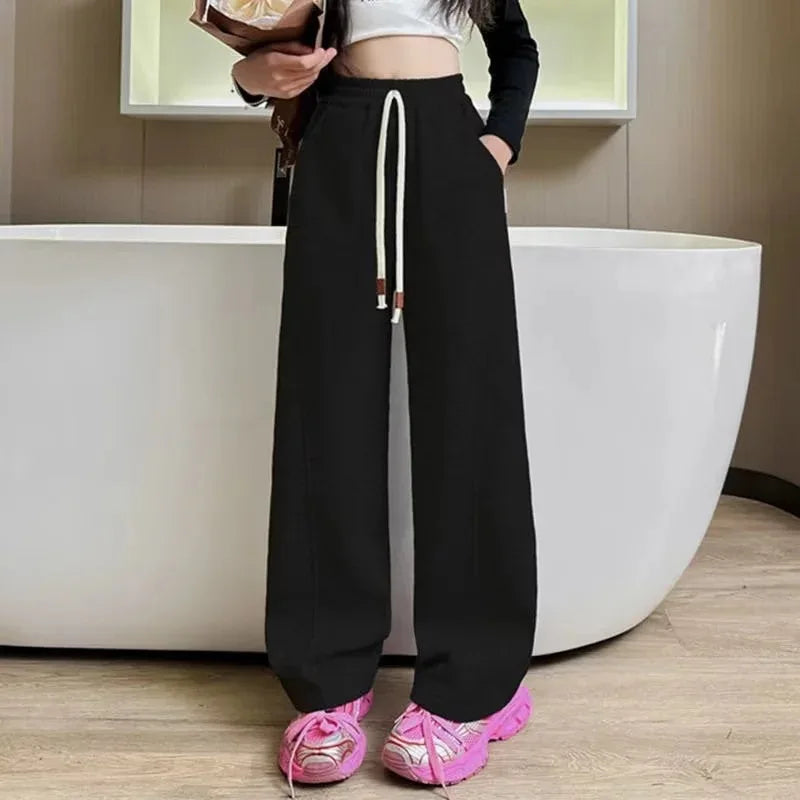 Girls’ Cotton Sweatpants 4–14Y – Side‑Striped Loose Fit Pants