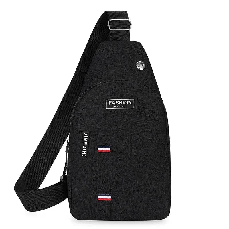 Men's One Shoulder Crossbody Bag - black fromt
