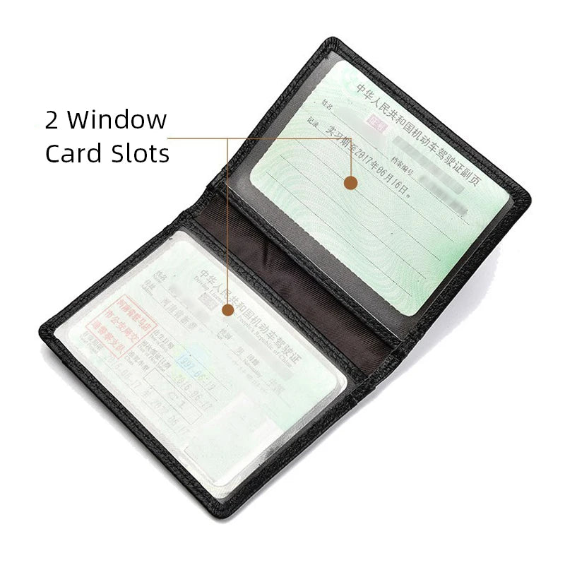 YUECIMIE slim genuine leather card holder wallet for men  - 2 window card slots