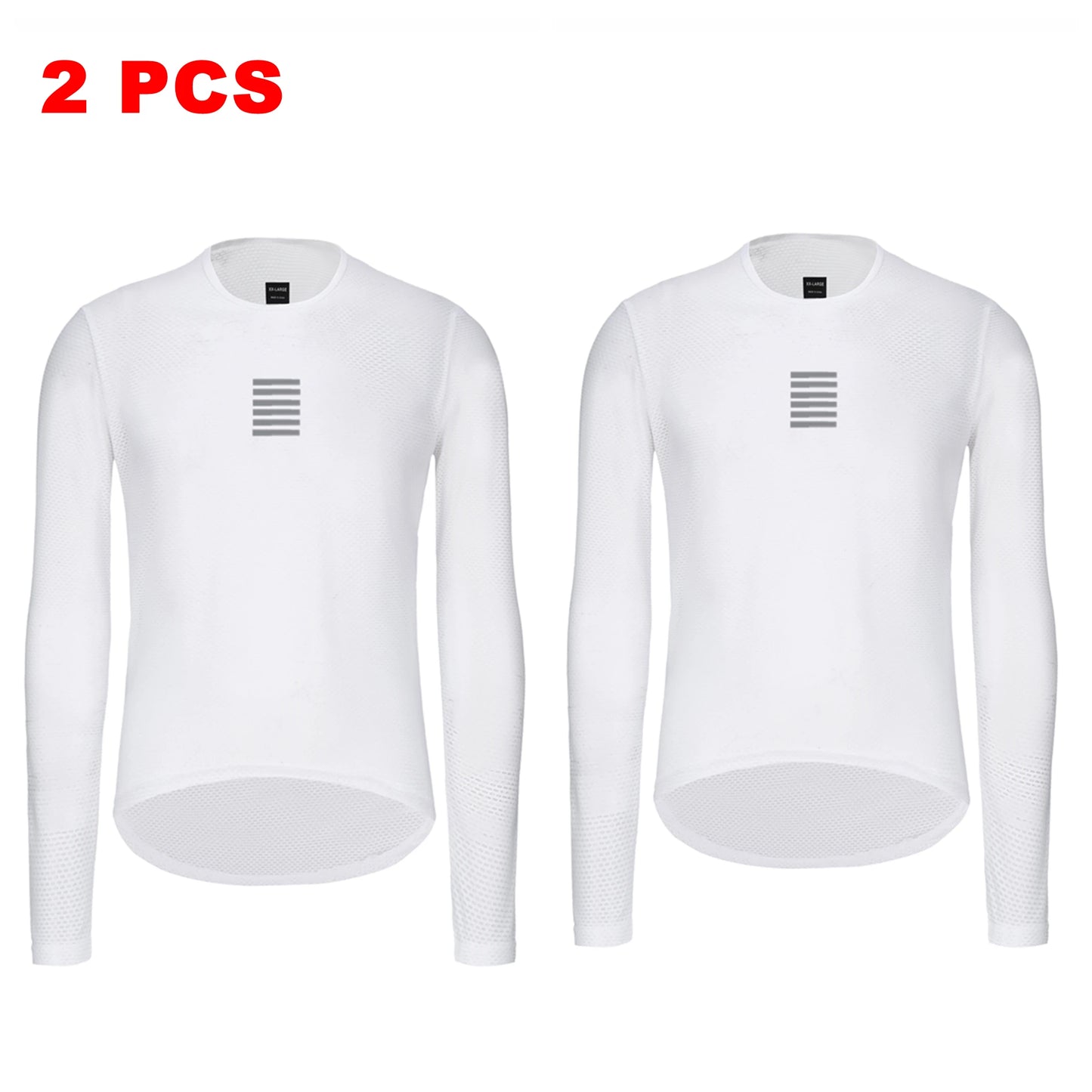 Set of two Rsantce 2024 men’s summer cycling undershirts designed with breathable mesh fabric white long sleeves