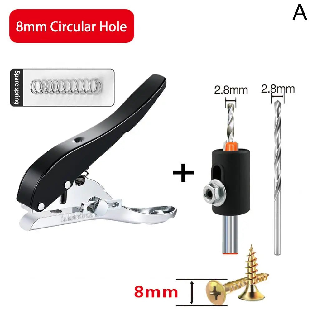 Manual edge band puncher plier for 8mm or 10mm holes in plastic or PVC sheets - 8mm circular hole