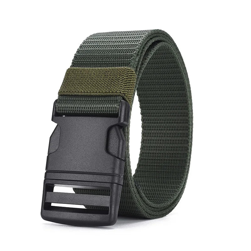 Men’s imitation nylon tactical belt with plastic buckle for outdoor work - green