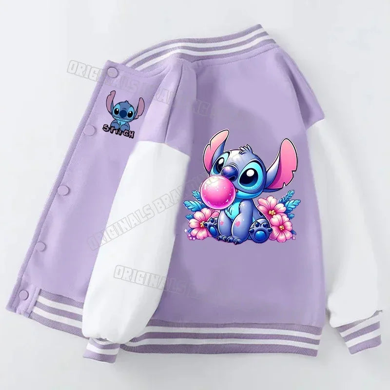 Purple jacket with cartoon character design on a white background