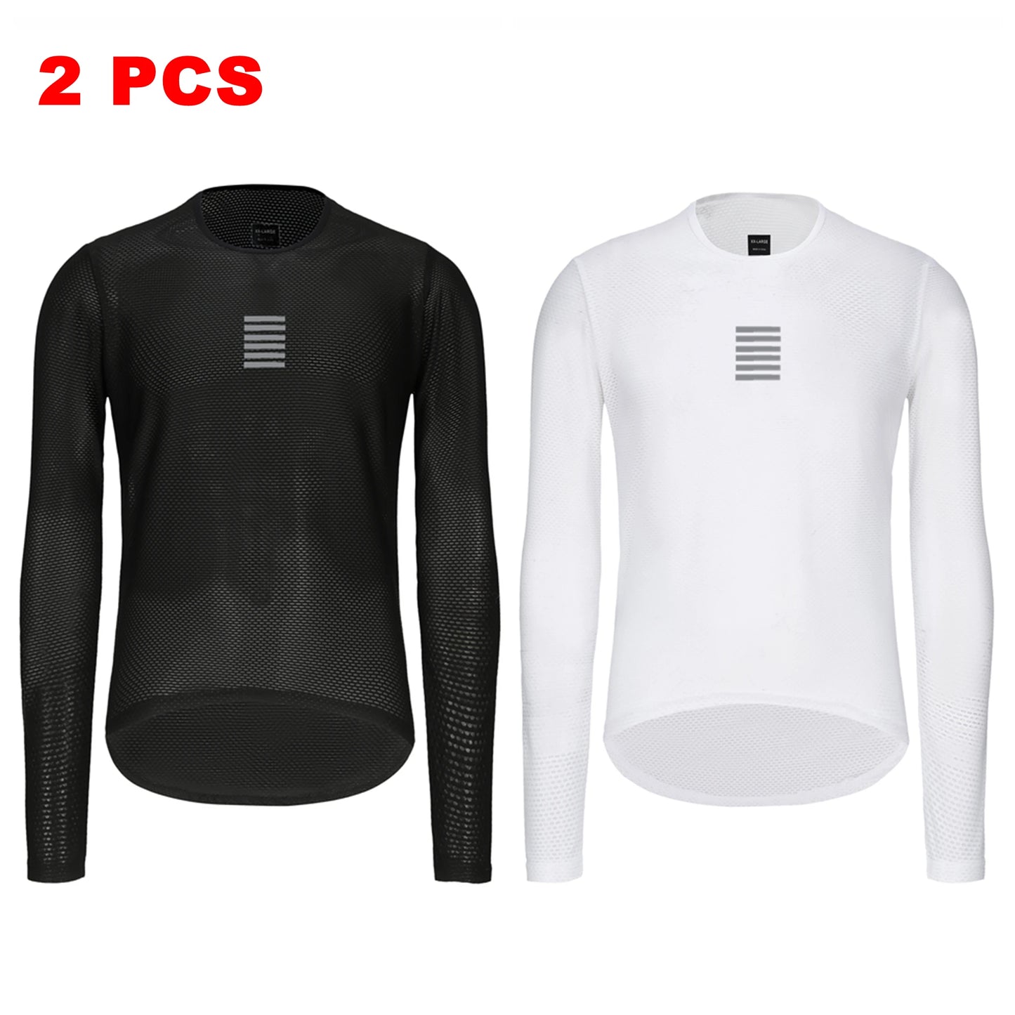 Set of two Rsantce 2024 men’s summer cycling undershirts designed with breathable mesh fabric black and white long sleeves