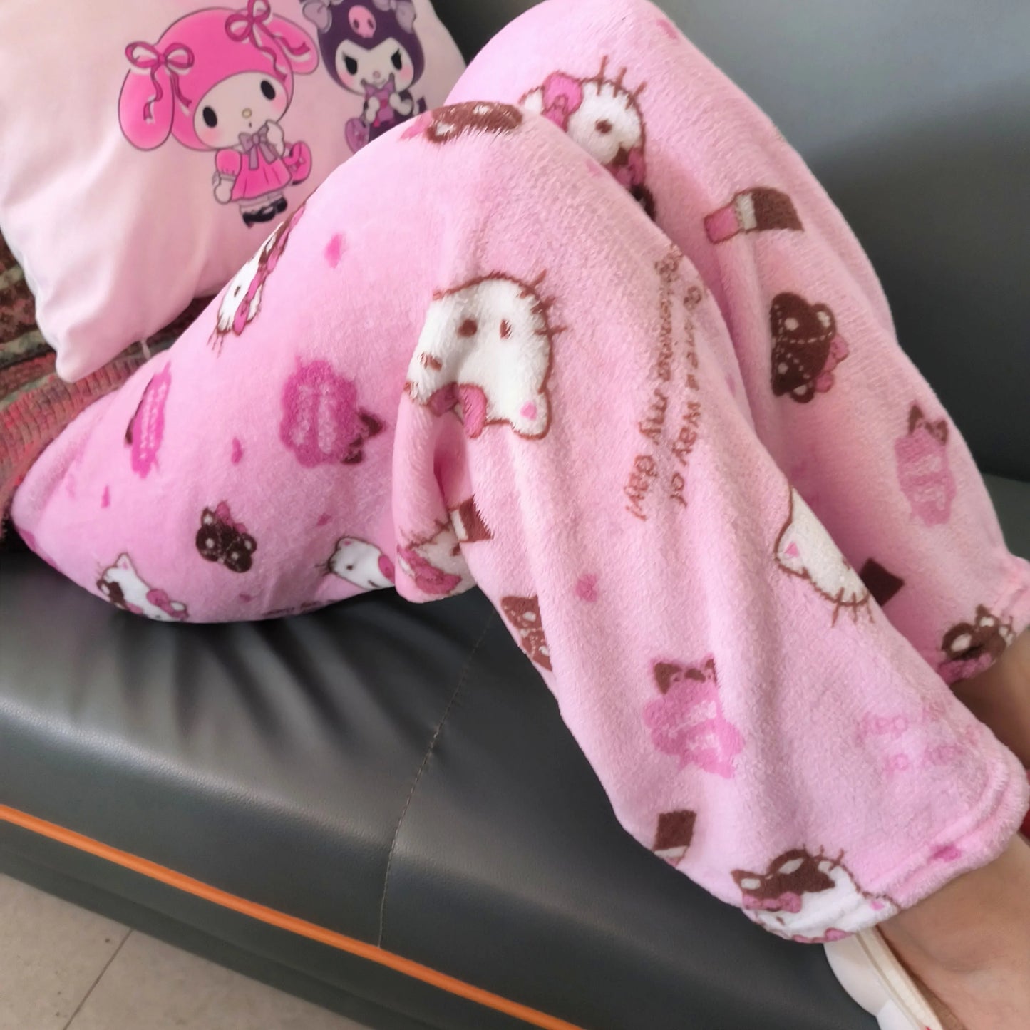 Hello Kitty Fleece Coral Pajama Pants -pink rose