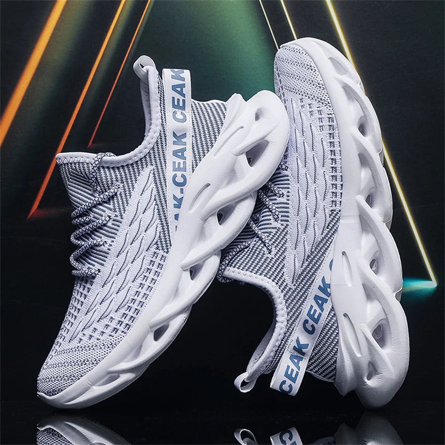 Unisex ultralight breathable running shoes with thick sole – casual sneakers white