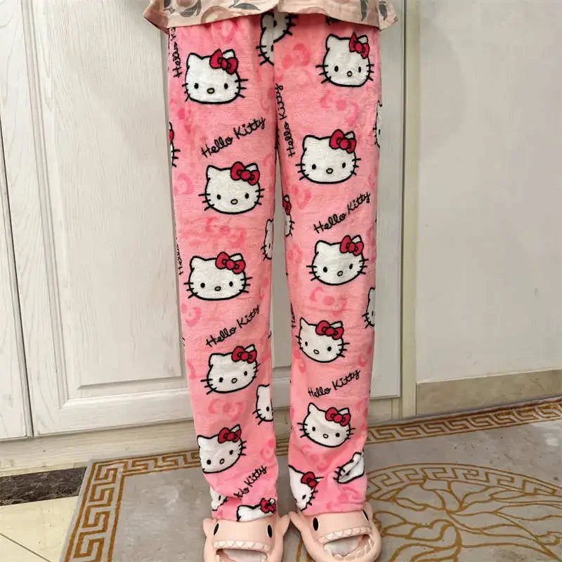 Hello Kitty Fleece Coral Pajama Pants -dark pink