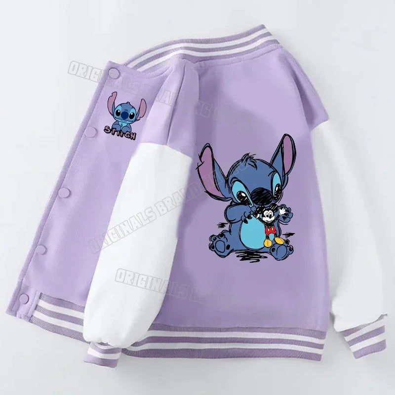 Purple jacket with cartoon character design on a white background