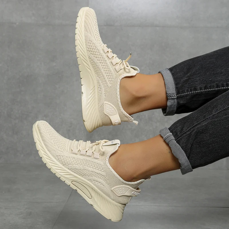 2025 fly weaving women’s fashion sneakers – breathable casual sports shoes +Khaki 2