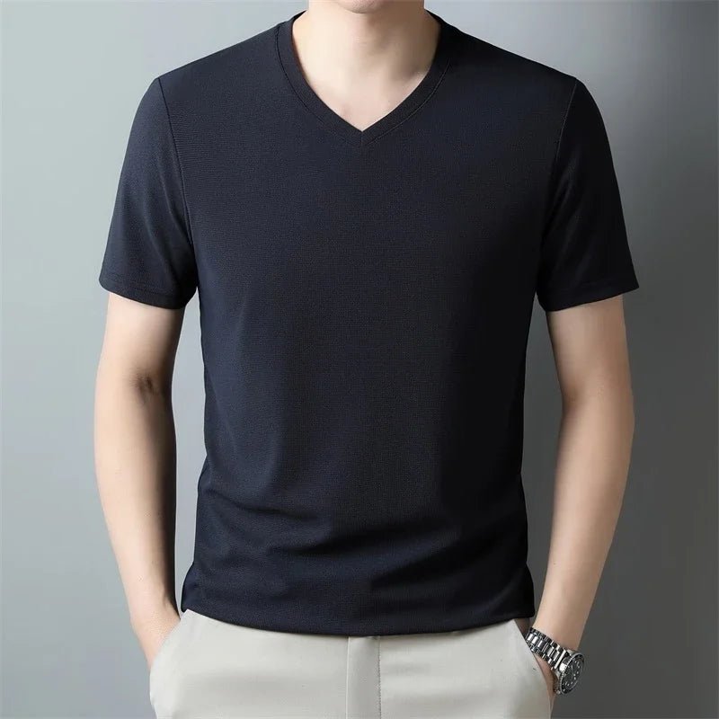 Men's Short Sleeved T-shirt Summer  - dark blue