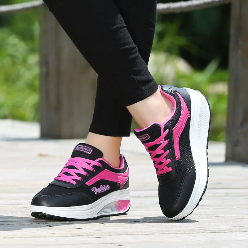 Women’s vulcanized sneakers platform flats walking shoes plus size - 4