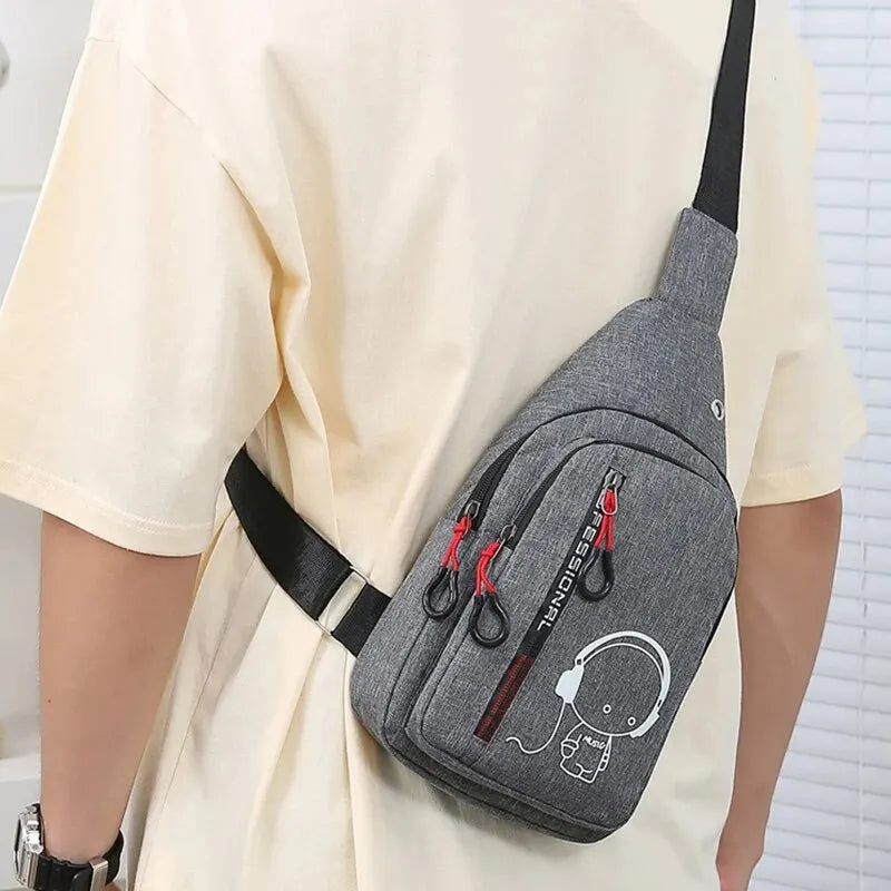 New Casual Fashion Male Shoulder Chest Bag - back straps