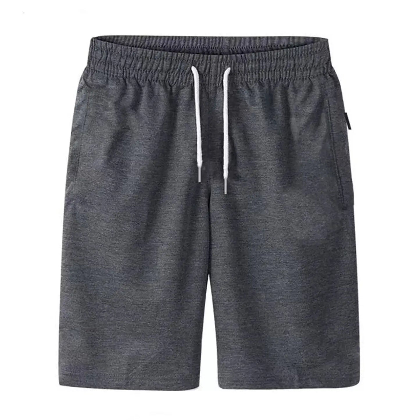 Men's lightweight drawstring beach shorts with zippered pockets – summer casual wear - gray