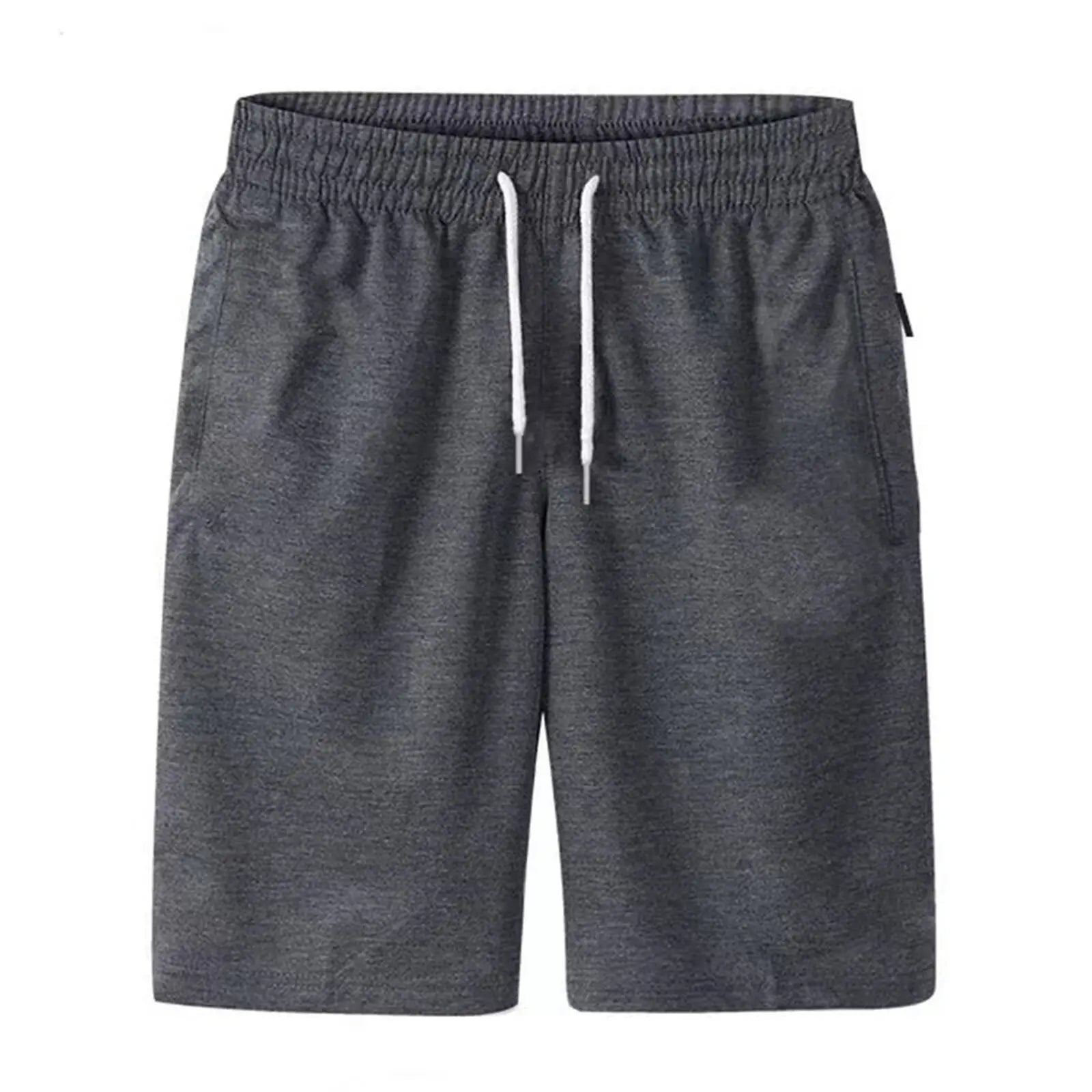Men's lightweight drawstring beach shorts with zippered pockets – summer casual wear - gray