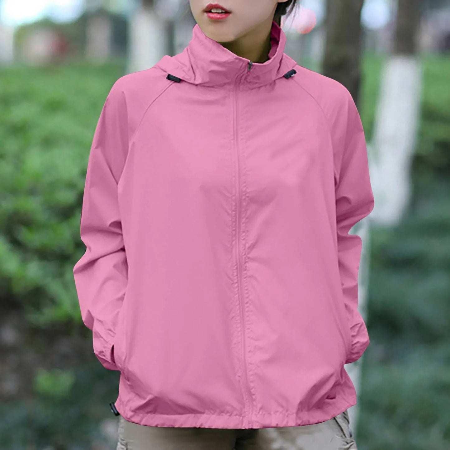 Solid Color Waterproof Hooded Jacket