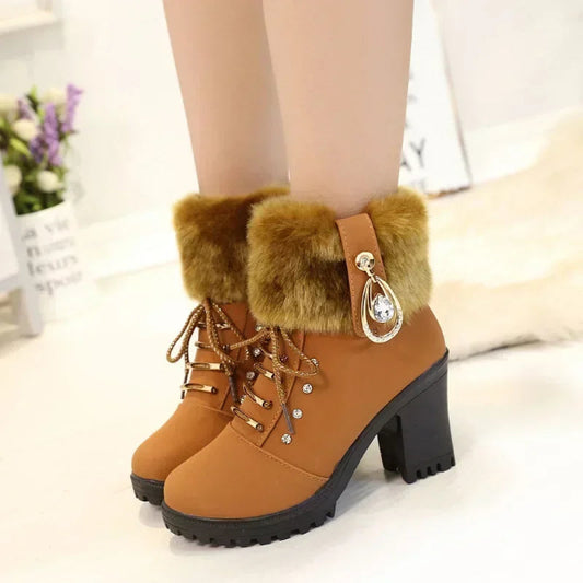Women’s waterproof ankle boots with zipper, warm insulated winter boots for snow and cold weather, stylish and durable -  1