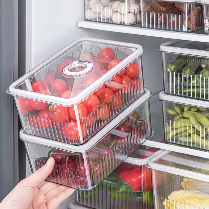 Transparent fridge food storage container for fruits, vegetables, and kitchen organization - 1