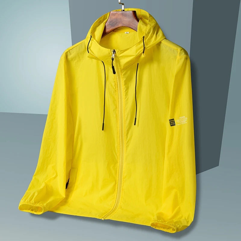 2023 summer hooded quick-dry windbreaker jacket for men and women with UV protection - yellow