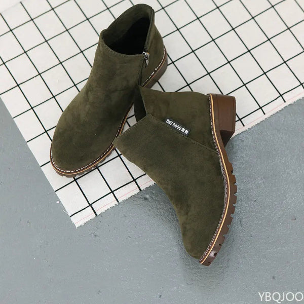 Women’s thick sole ankle boots with platform design, comfortable plus size snow boots for winter fashion - 1 green