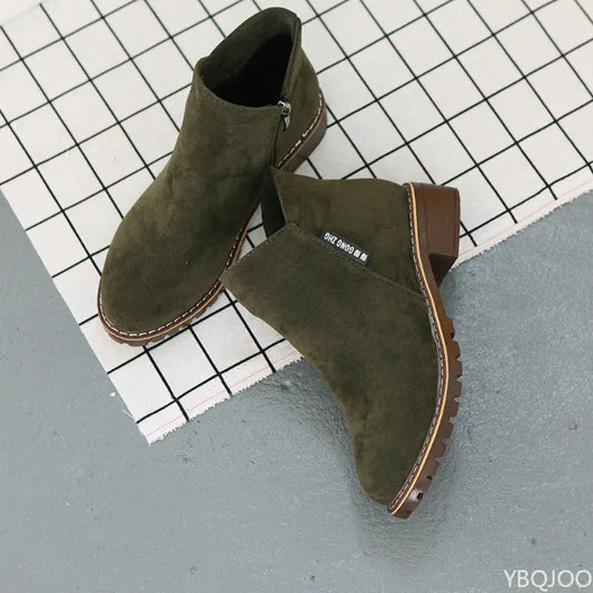 Women’s thick sole ankle boots with platform design, comfortable plus size snow boots for winter fashion - 1 green