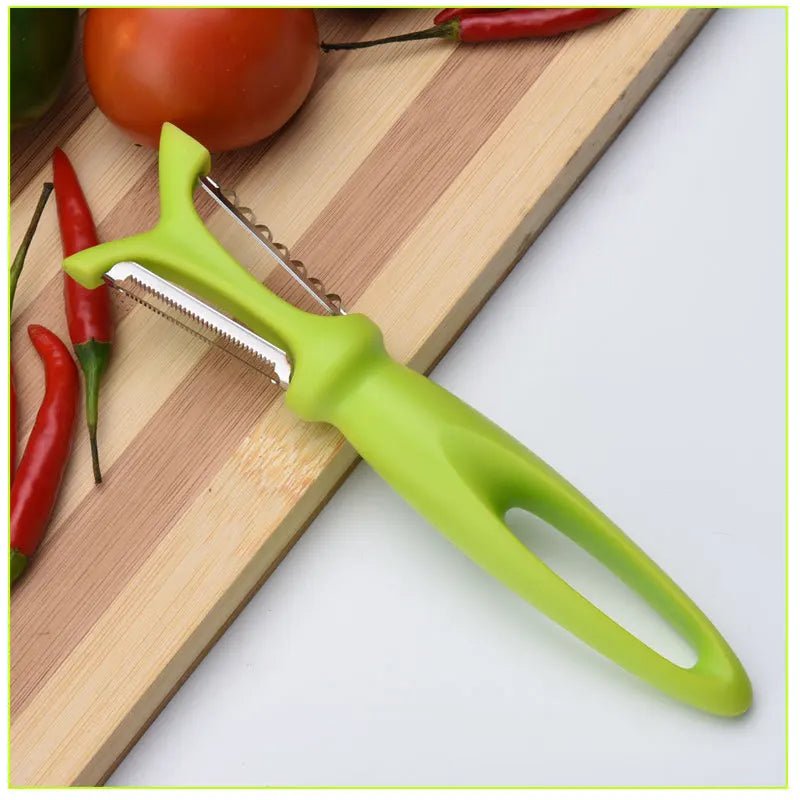 Stainless Steel 3-in-1 Peeler with Plastic Handle for Vegetables and Fruits - green 2