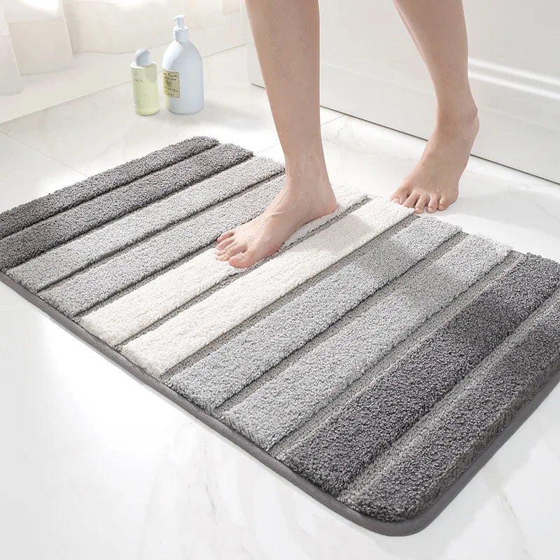 Striped Bathroom Mats - light gray