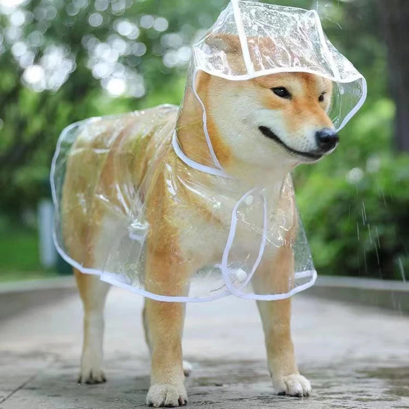 Pet Dog Transparent Rainwear Raincoat Pet Hooded Waterproof Jacket Clothes Soft PVC Small Dogs Raincoat Puppy Rain Poncho