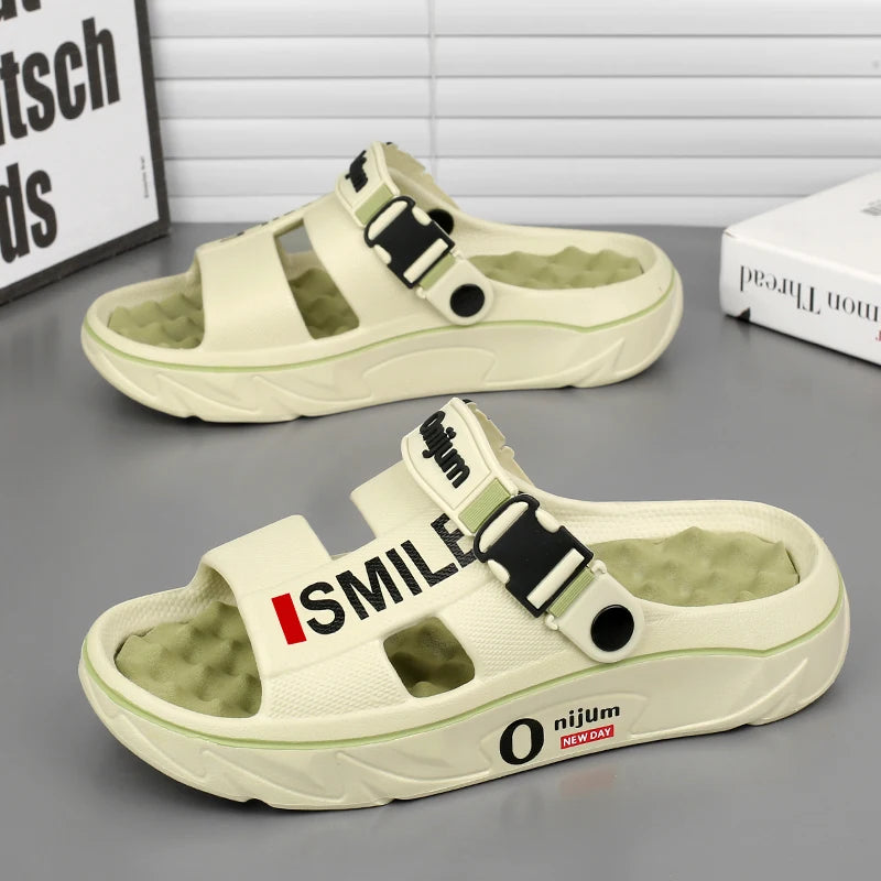 2025 men’s massage slippers soft indoor outdoor beach sandals slides clogs casual home shoes for men and women green 01