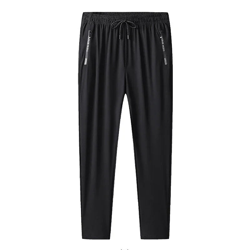 Black pants with drawstring on a white background