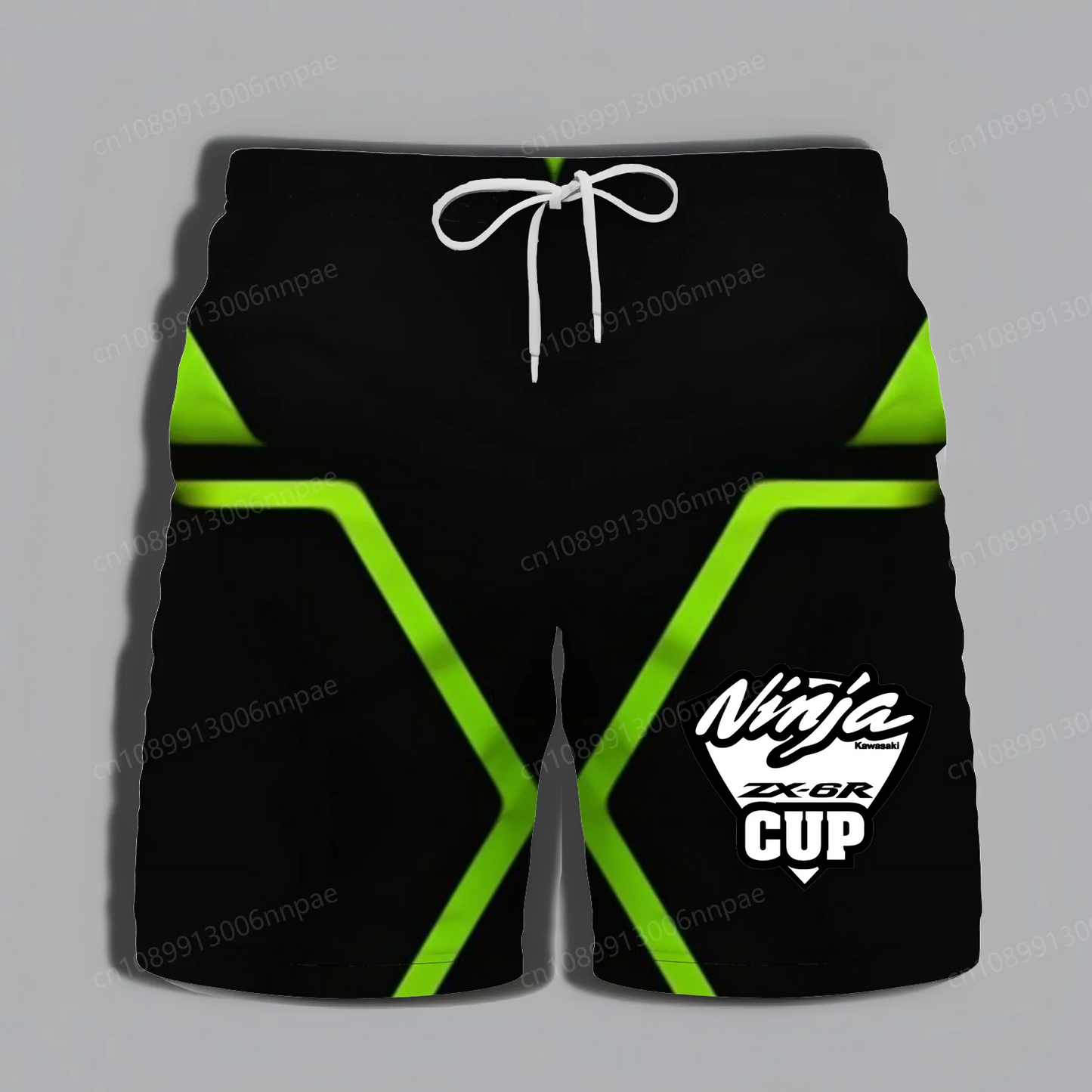 Kawasaki summer sports shorts for men, high-quality loose beach swimsuit, breathable casual outdoor motorcycle cycling shorts ninja