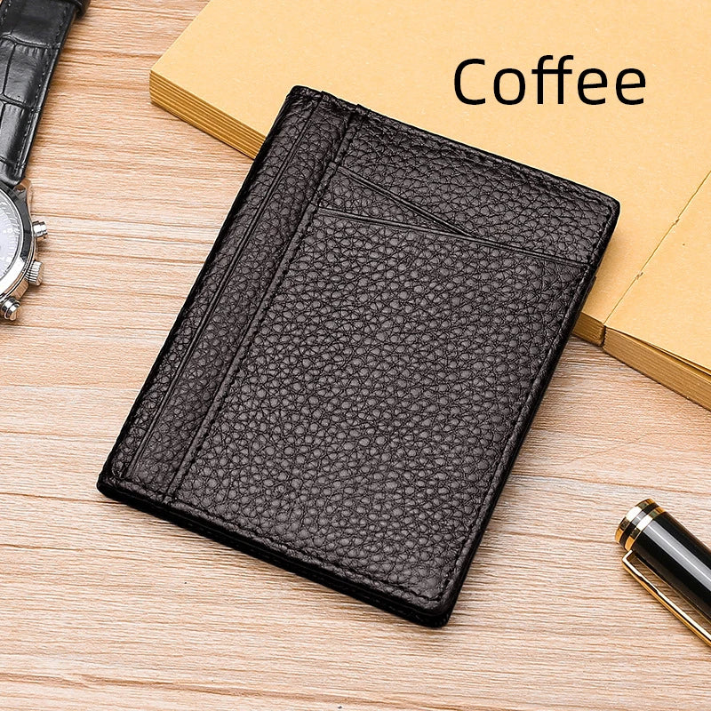 YUECIMIE slim genuine leather card holder wallet for men  - coffee
