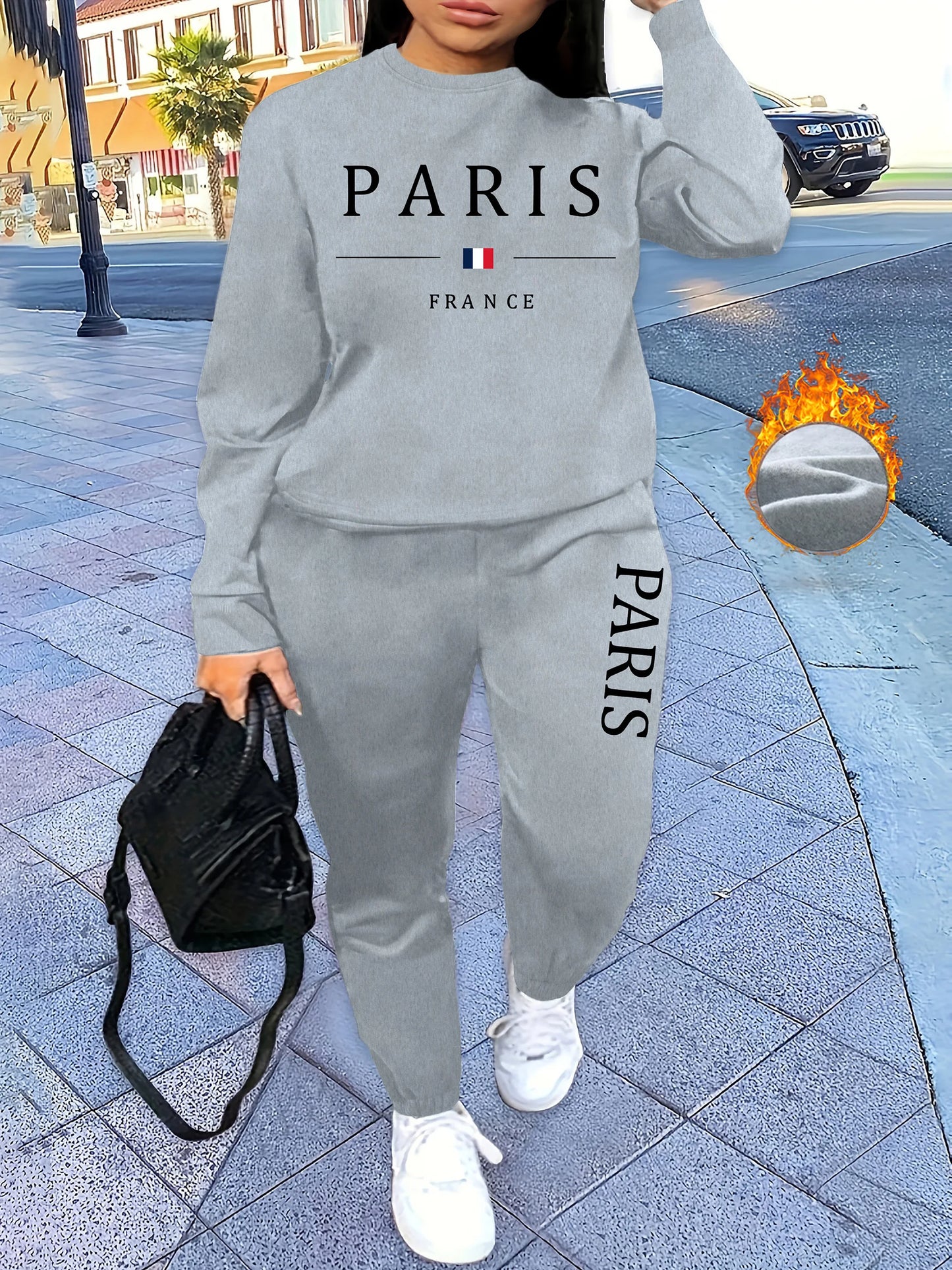 Women's Tracksuit Two Piece Set -gray