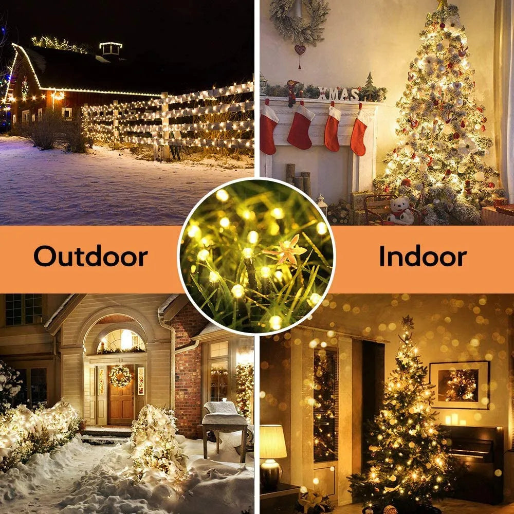 10M and 20M solar LED string lights for outdoor garden and Christmas decoration, waterproof festoon garland 5