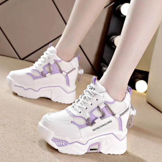 Women’s breathable platform sneakers with mesh upper and vulcanized sole, perfect for casual summer wear and all-day comfort- 1