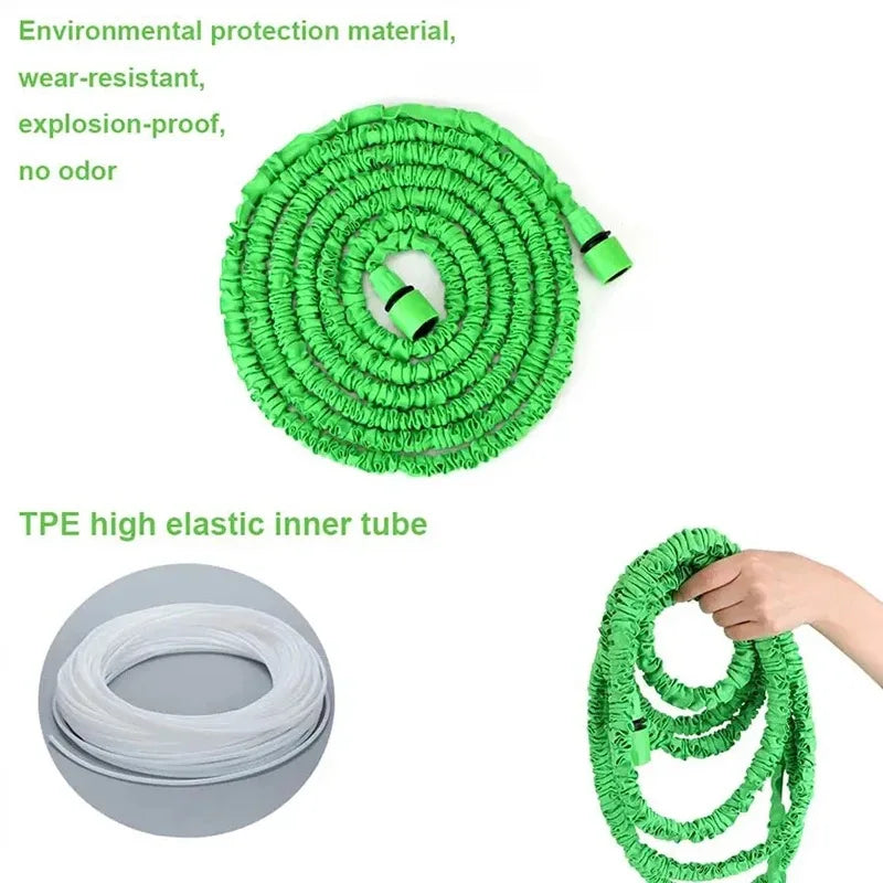 Expandable 25FT–200FT garden hose with high-pressure spray gun for watering and car cleaning - Environmental protection material